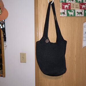 THE SAK Black Woven Crochet Purse Shoulder Bag